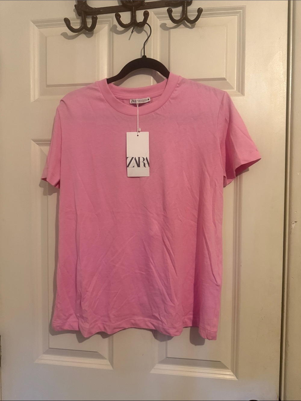Zara Pastel Pink Crewneck Short Sleeve Tee